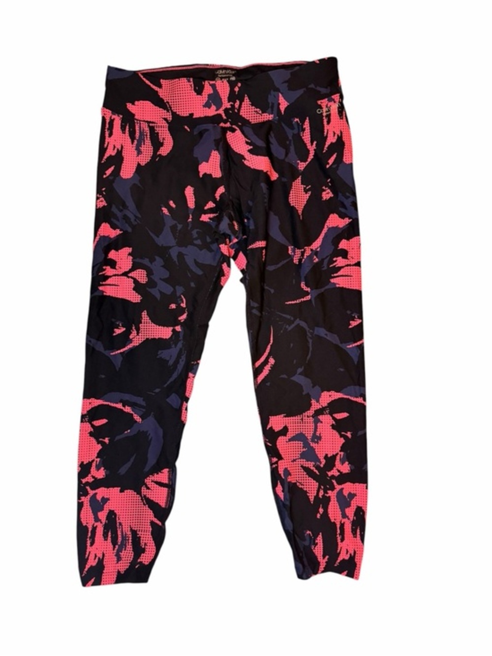 Calvin Klein Coral, Black & Grey Abstract Print Cropped Leggings